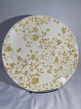 Sheffield Golden Meadow Ironstone 10" Dinner Plate Gold Floral Bird Vintage